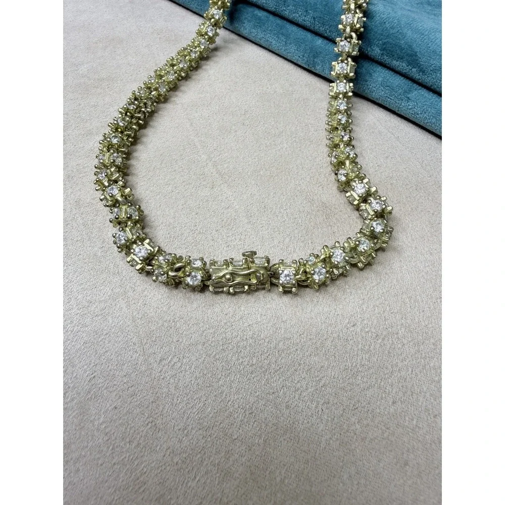 Gold‎ Tone Tennis Necklace Crystal Rhinestone